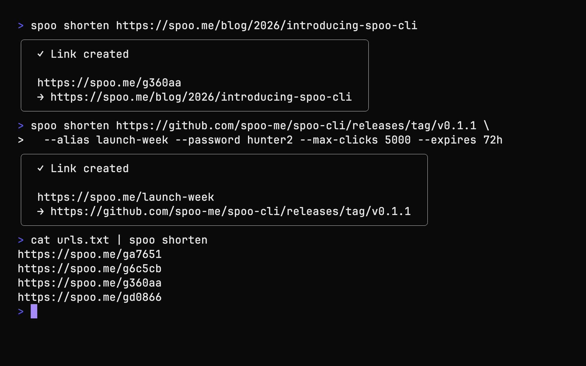 spoo CLI screenshot