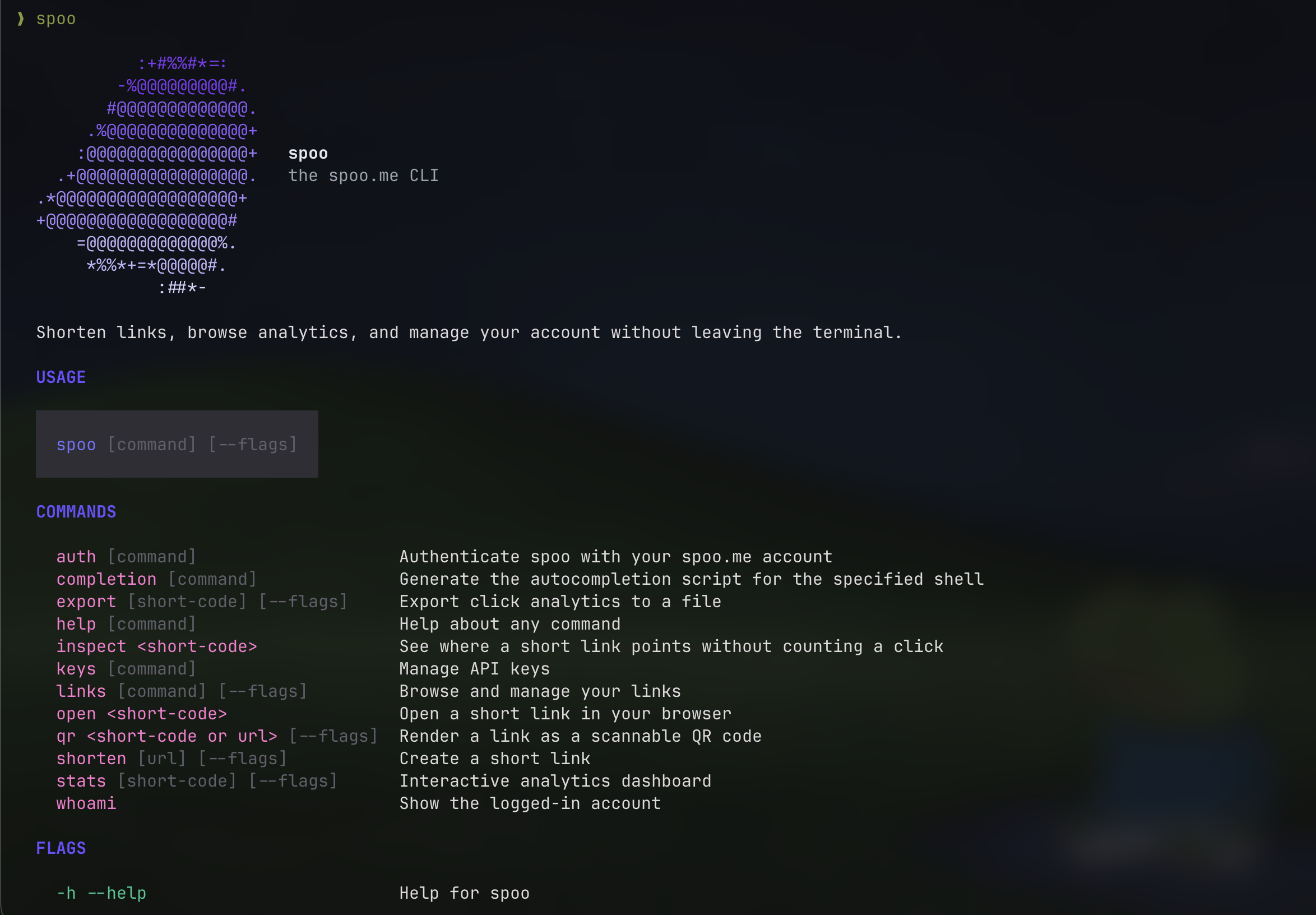 spoo CLI screenshot